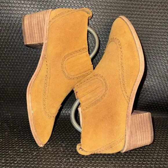 Madewell Grayson Brogue Wingtip Mustard Yellow Suede Chelsea Boots Women Size 9 - Picture 4 of 8